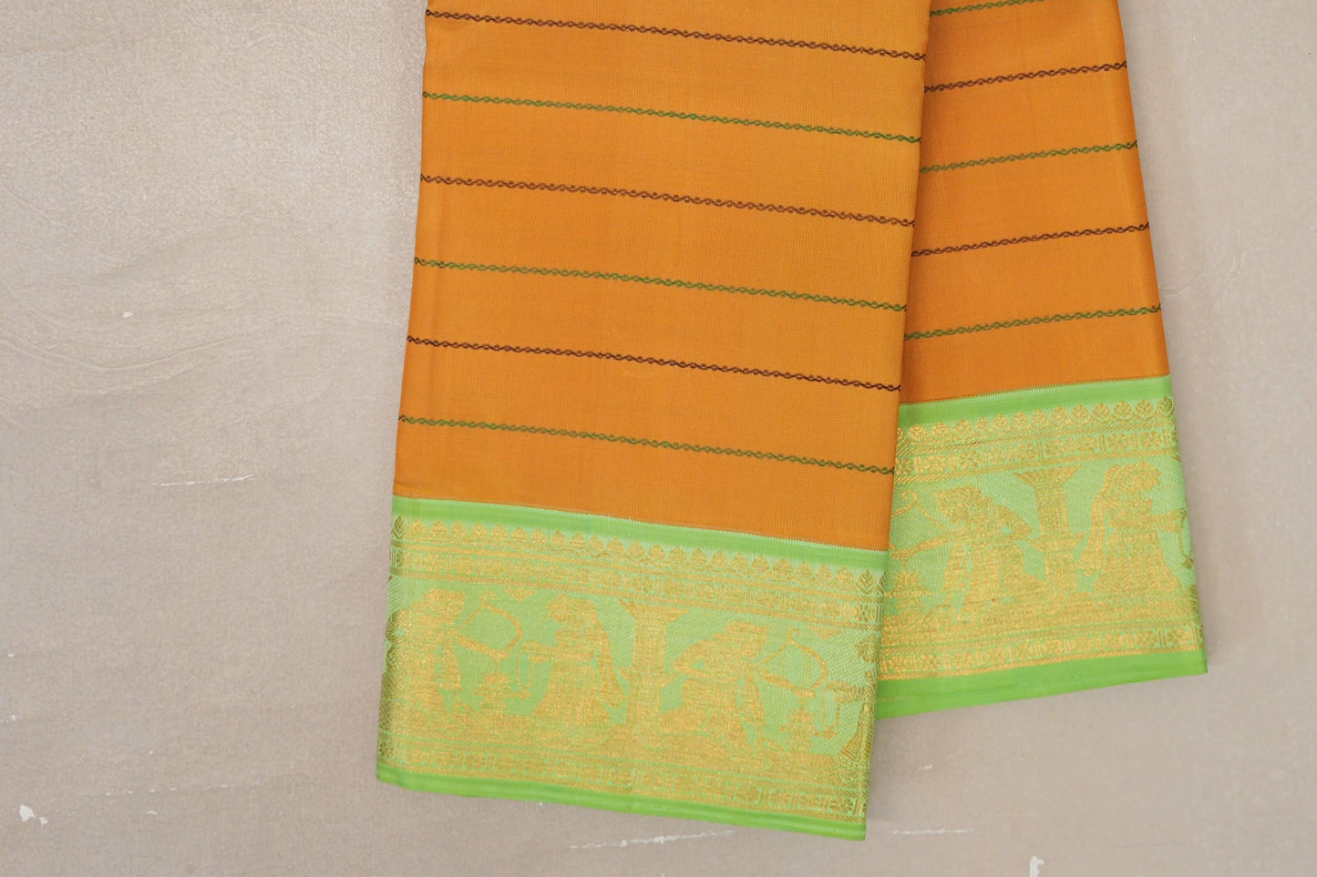 Mango Yellow Vintage Kanjivaram Silk Saree border