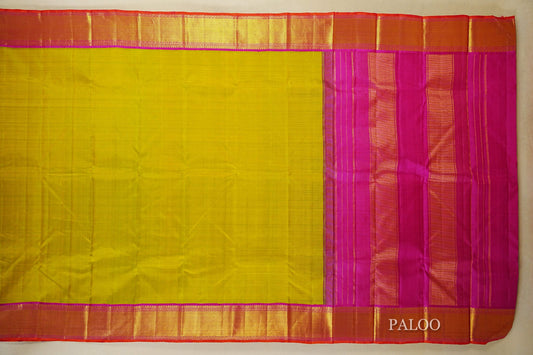 Dual Tone of Green and Yellow Vintage Kanjivaram Silk Saree paloo