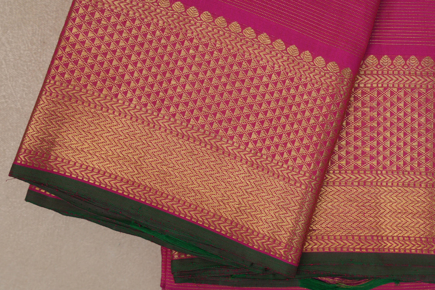 Bright Pink Kanjivaram Silk Sareeborder zoom