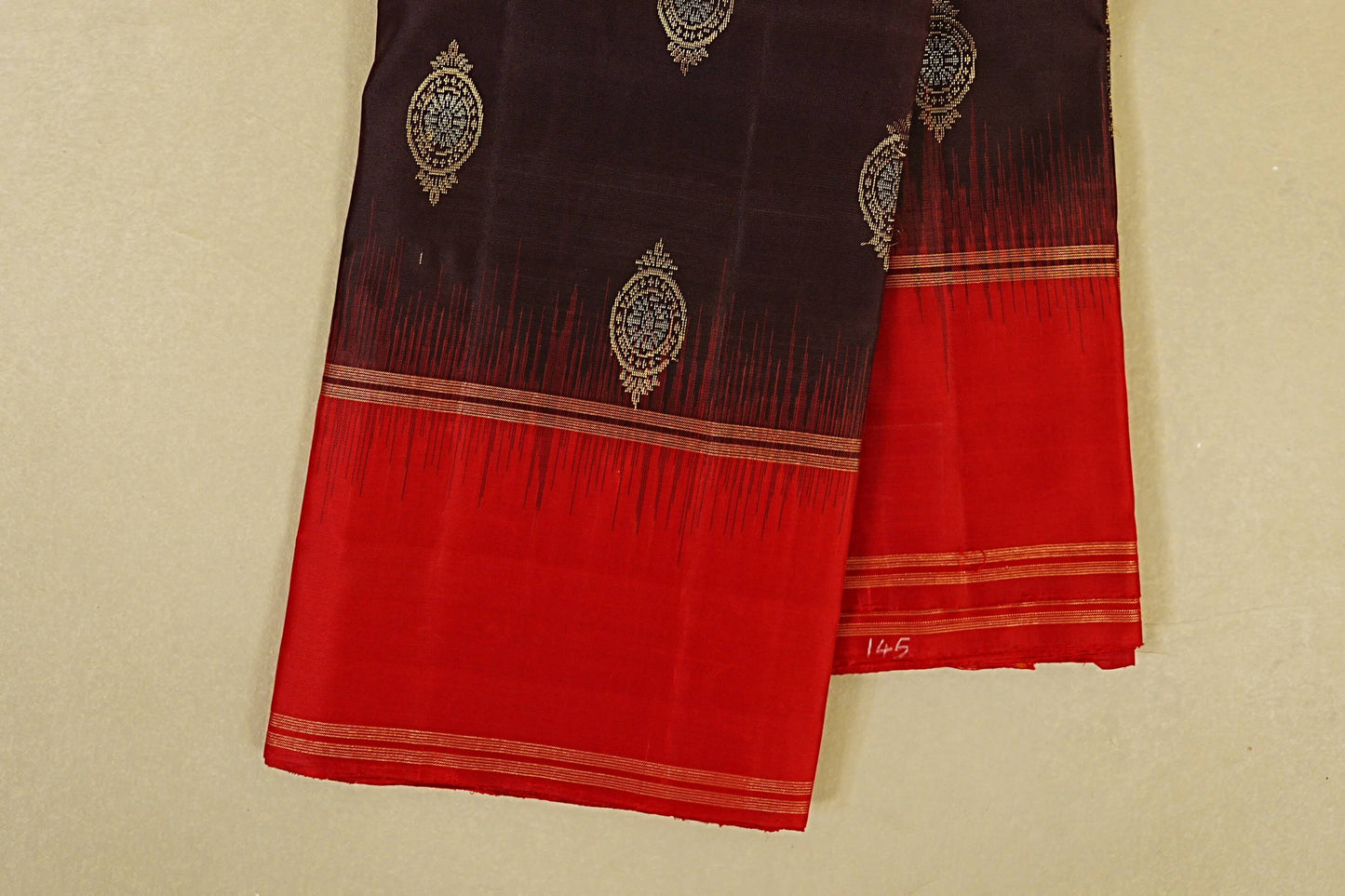 Dark Coffee Brown Light Weight Kanchipuram Silk Saree border zoom