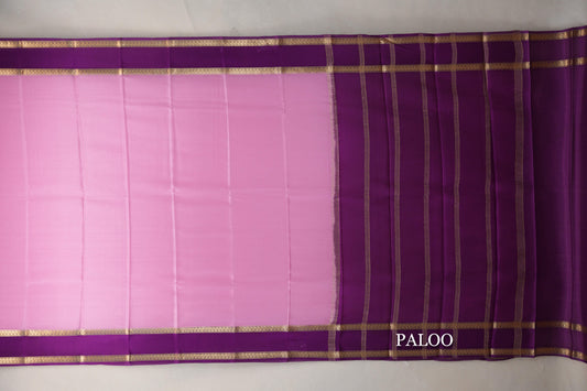 Light Rose Pink Mysore Silk Saree paloo