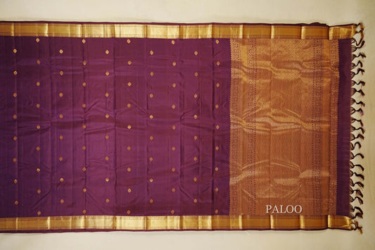 Deep Purple Light Weight Kanchipuram Silk Saree paloo