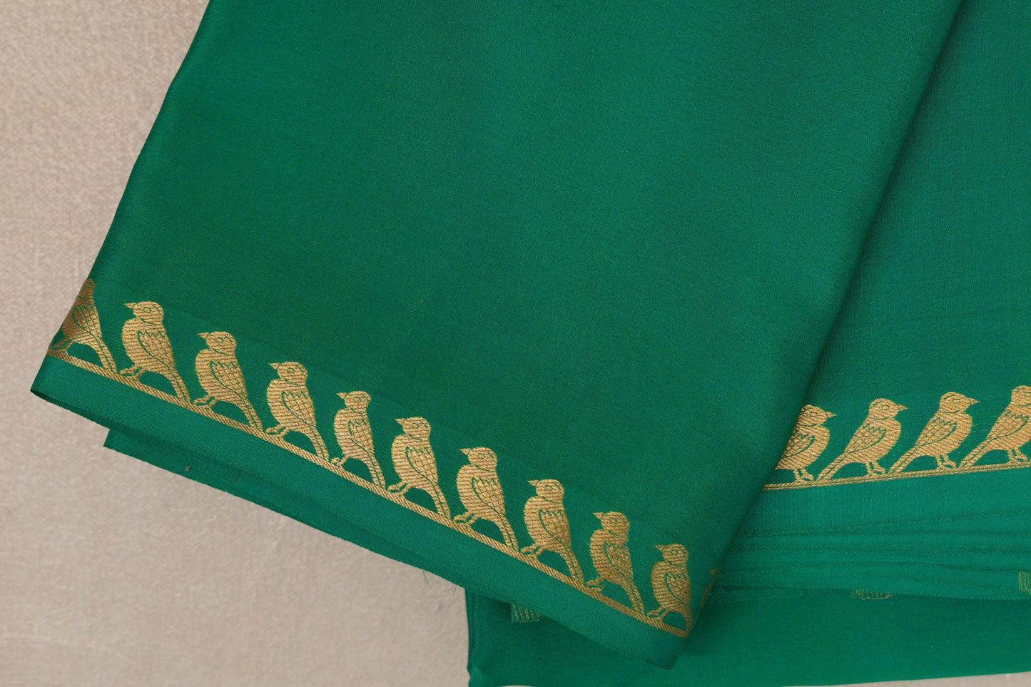 Emerald Green Mysore Silk Saree border zoom