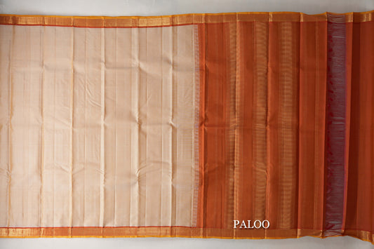 Light Mustard with Dual Tone of Red and Mustard Borders Vintage Kanjivaram Silk Saree by Shreenivas Silks PSSR019619
