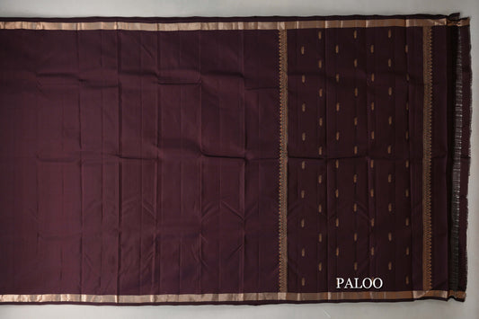 Dark Coffee Brown Light Weight Kanchipuram Silk Saree by Shreenivas Silks PSSR019633