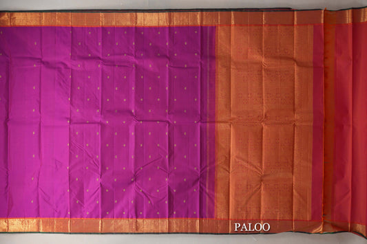 Magenta Vintage Kanjivaram Silk Saree paloo