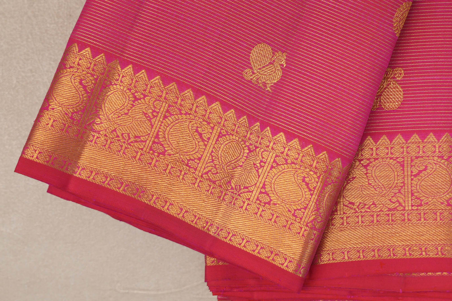 Orangish Pink Vintage Kanjivaram Silk Saree by Shreenivas Silks PSSR019650