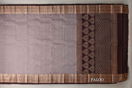 Mushroom Brown Light Weight Kanchipuram Silk Saree paloo