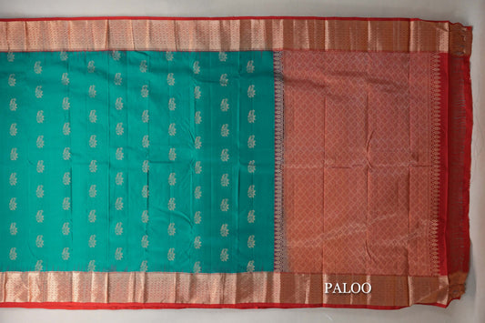 Rama Green Light Weight Kanchipuram Silk Saree paloo