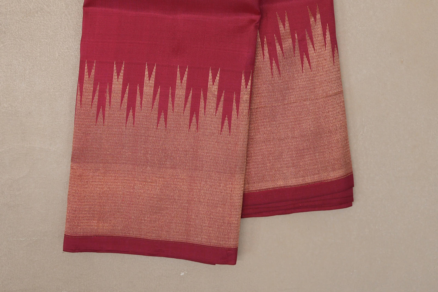 Reddish Pink Light Weight Kanchipuram Silk Saree border zoom