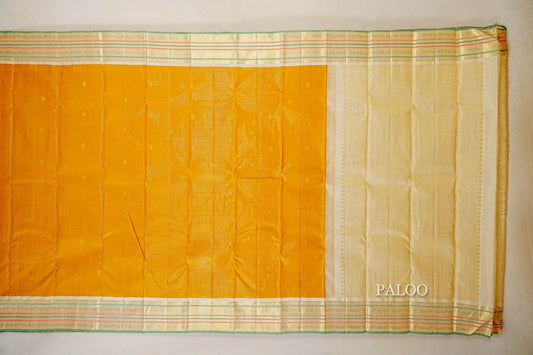 Mustard Yellow Vintage Kanjivaram Silk Saree paloo
