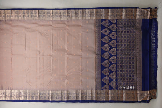 Mushroom Brown with Deep blue borders Light Weight Kanchipuram Silk Saree by Shreenivas Silks PSSR019686