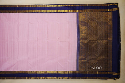 Light Pink Kanjivaram Silk Saree paloo
