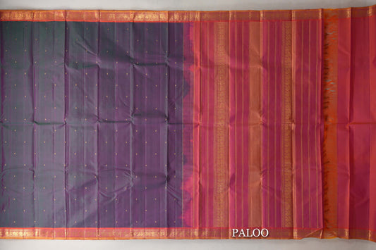 Dual Tone of Magenta & Green Vintage Kanjivaram Silk Saree paloo