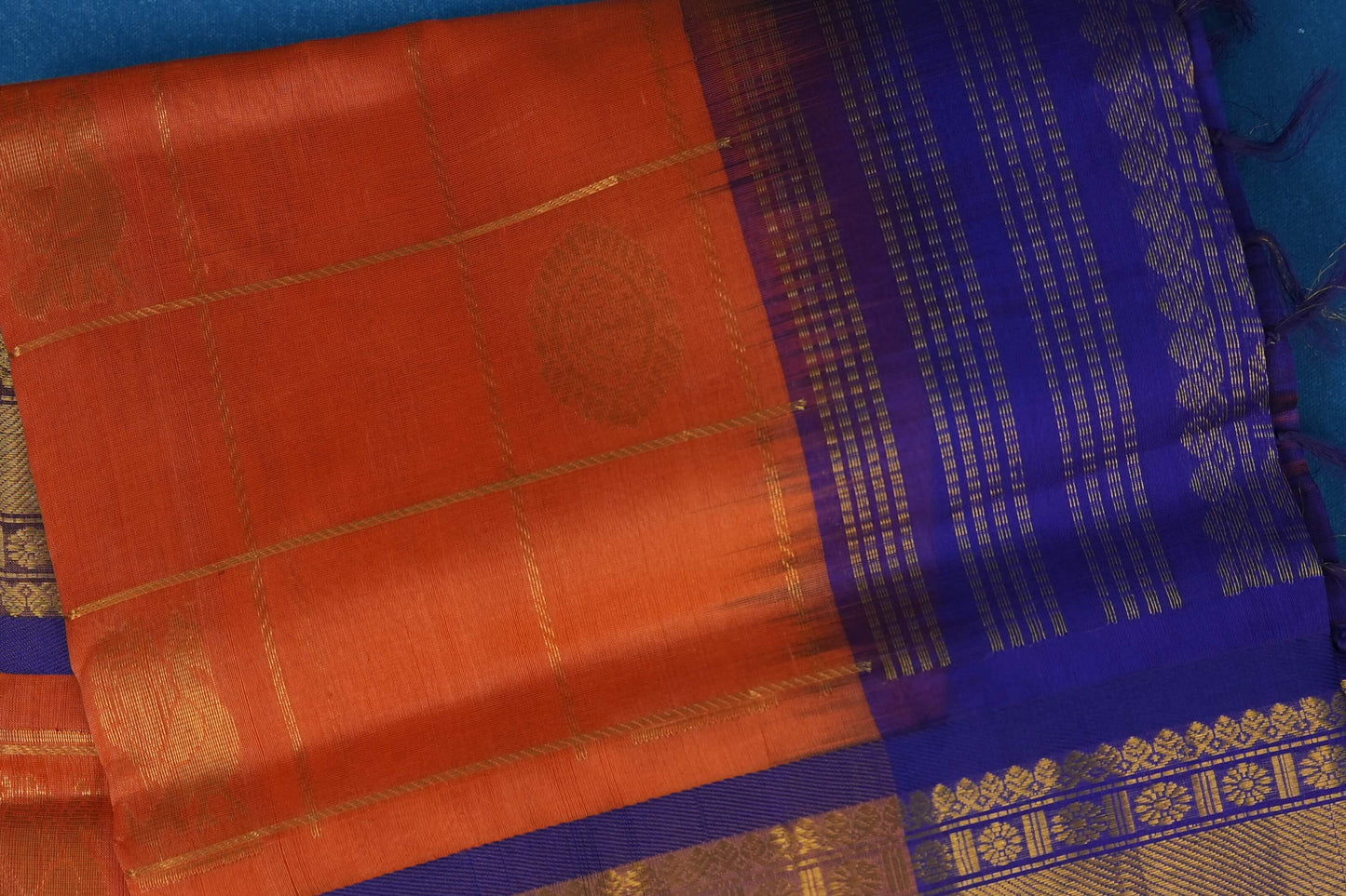checked vintage silk cotton saree