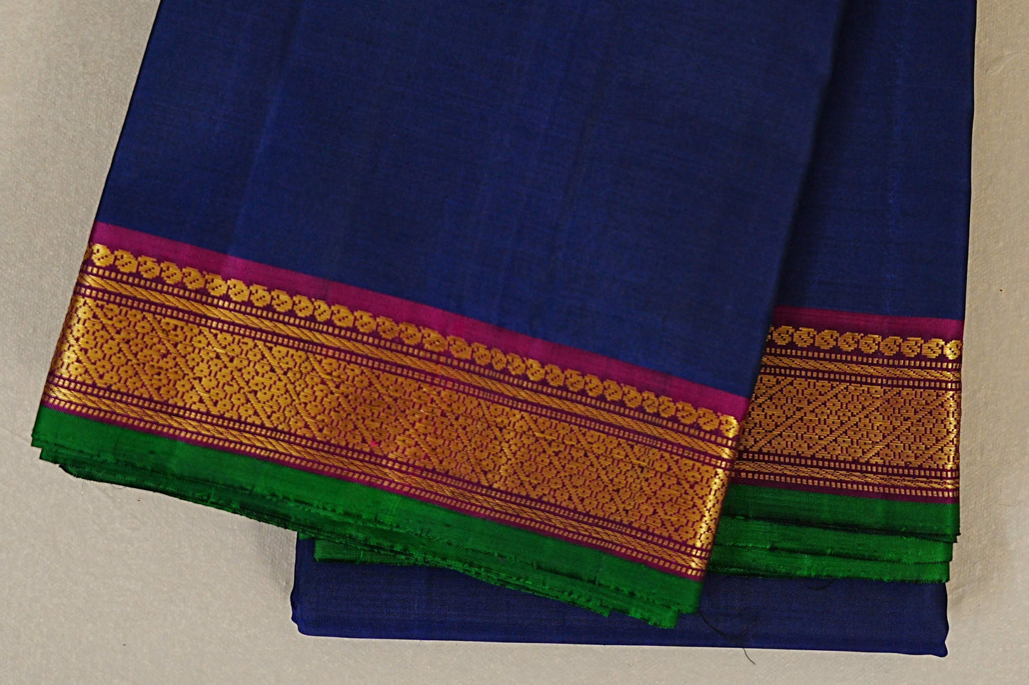 Deep Blue Vintage Kanjivaram Silk Saree border