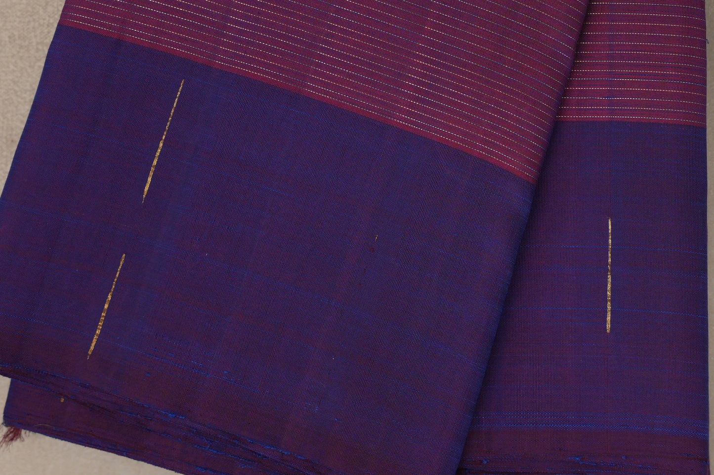 Dual Tone of Red & Blue Plant Based Kanjivaram Silk Saree borders