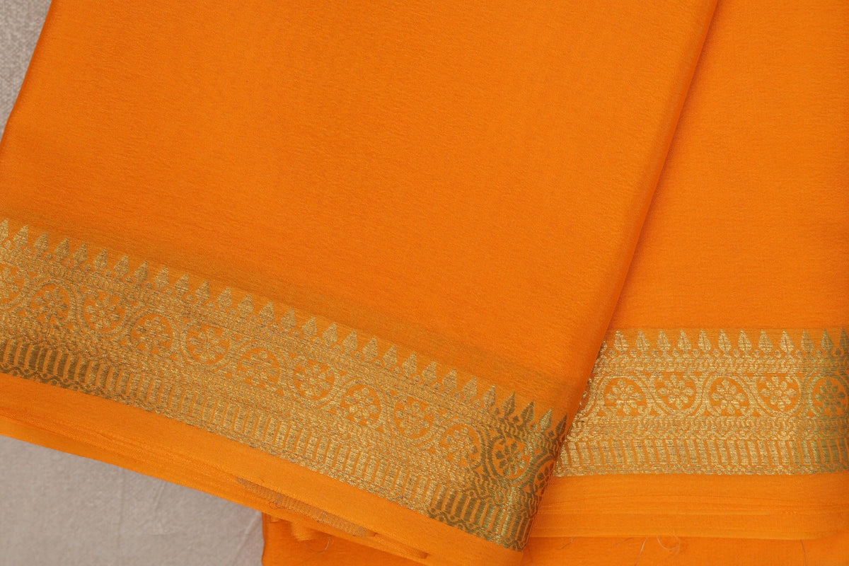 Mango Orange Mysore Silk Saree border