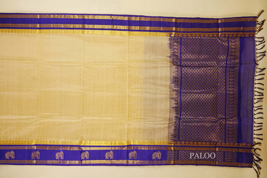 Cream Silk Cotton Saree paloo