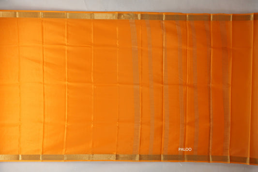 Mango Orange Mysore Silk Saree paloo