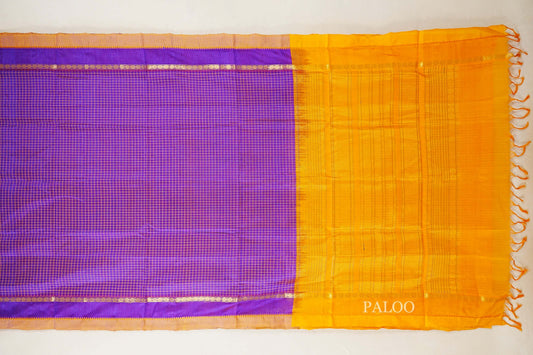 Violet Silk Cotton Saree paloo