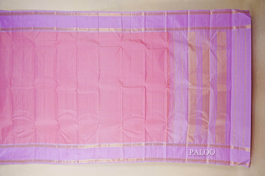 Baby Pink with Lavender Rettai Pettu Borders Vintage Kanjivaram Silk Saree paloo