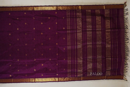 Plum Vegan Silk Cotton Saree paloo
