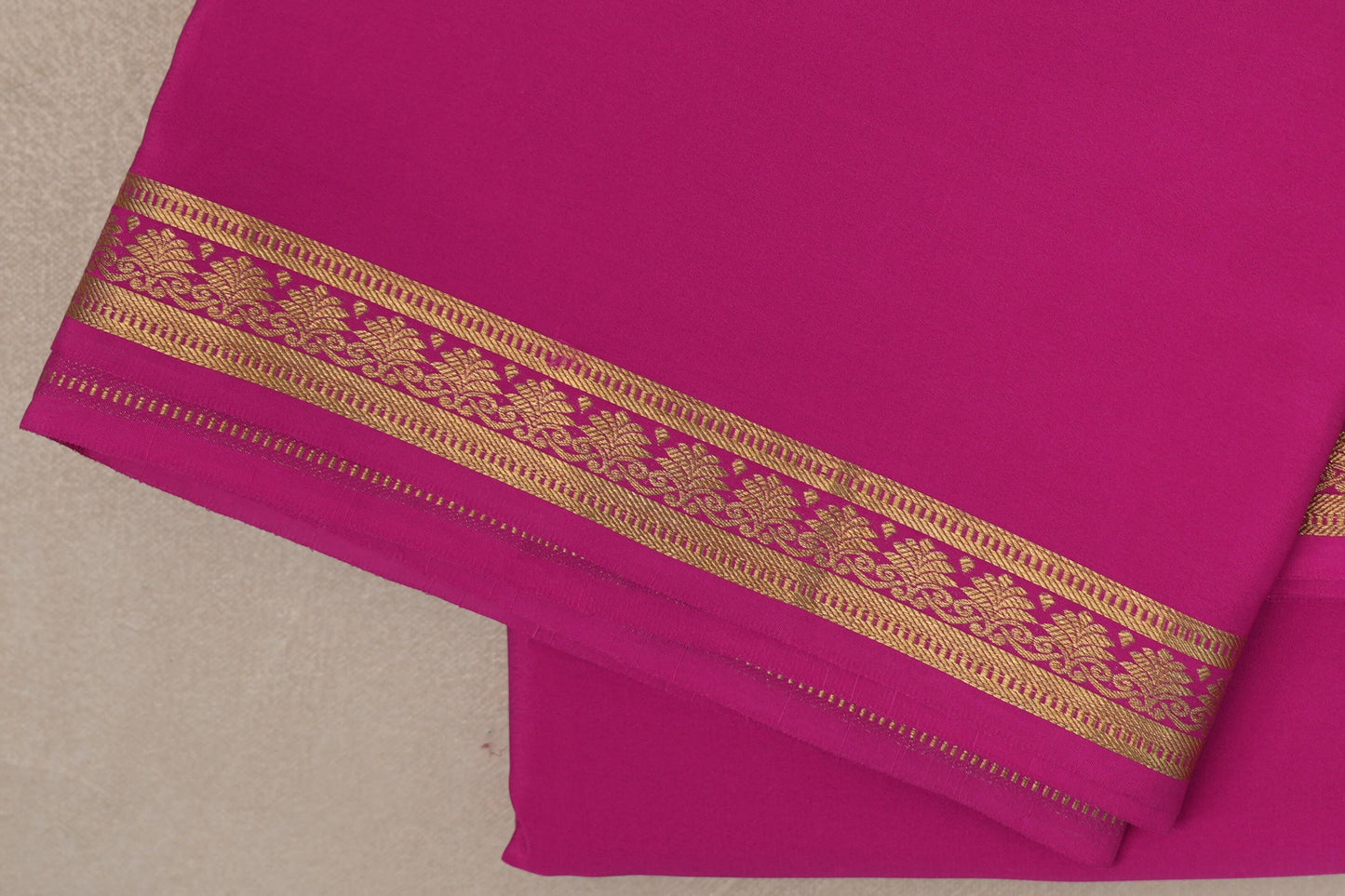 Bright Pink CSG Mysore Silk Saree border