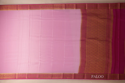 Baby Pink Mysore Silk Saree paloo