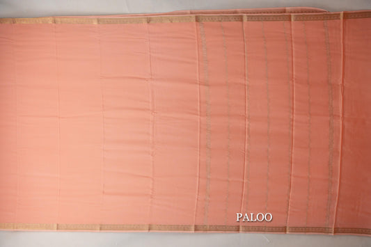 Peach CSG Mysore Silk Saree paloo