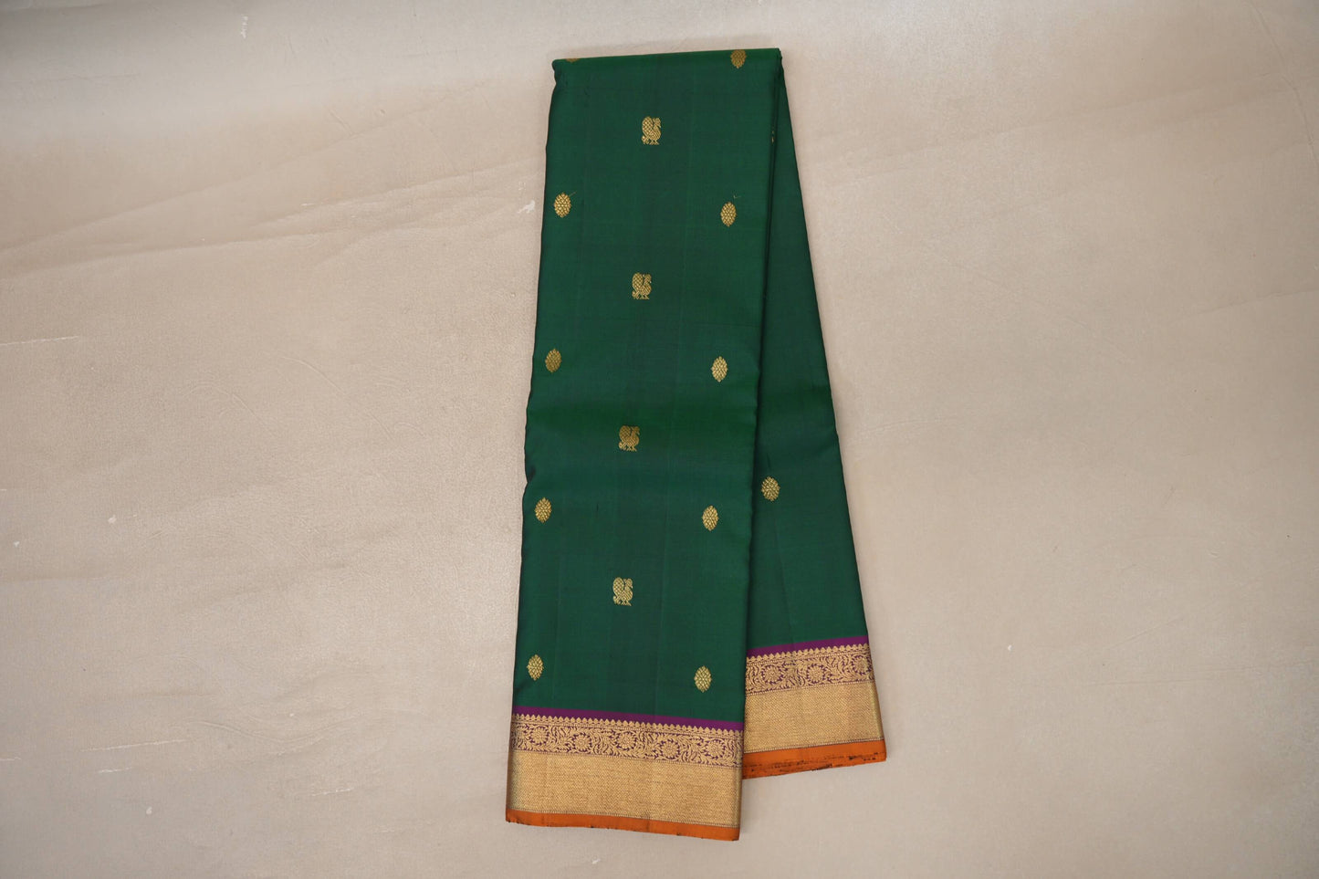 Bottle green with Deep Purple Vintage Kanjivaram Silk Saree