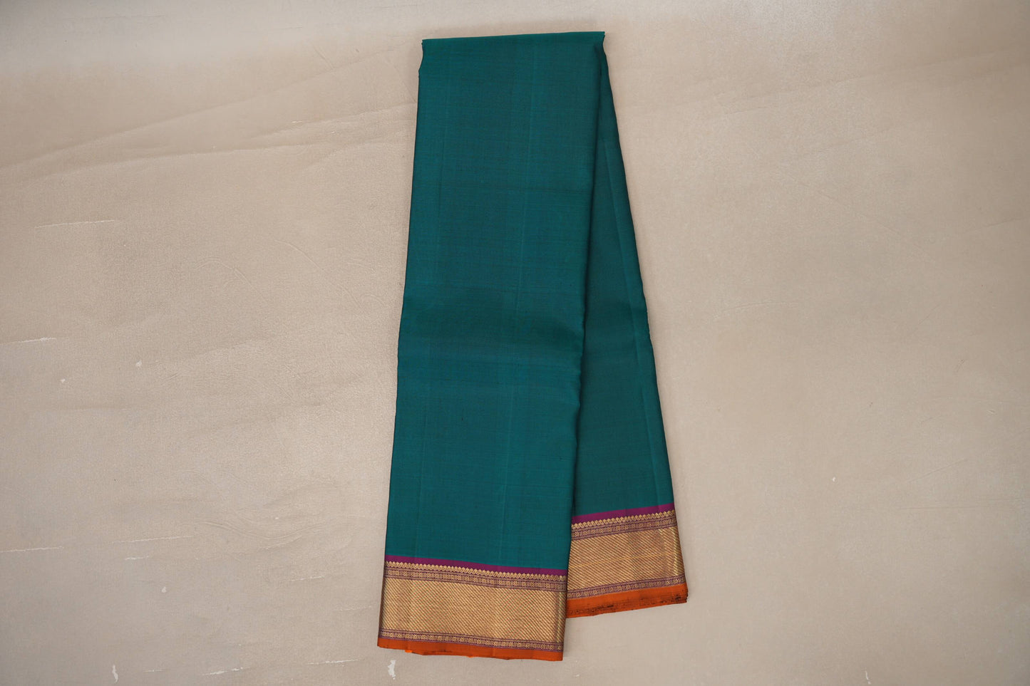 Peacock Green with deep purple border Vintage Kanjivaram Silk Saree by Shreenivas Silks PSSR019793