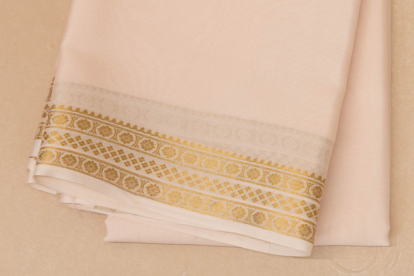Cream Mysore Silk Saree border zoom