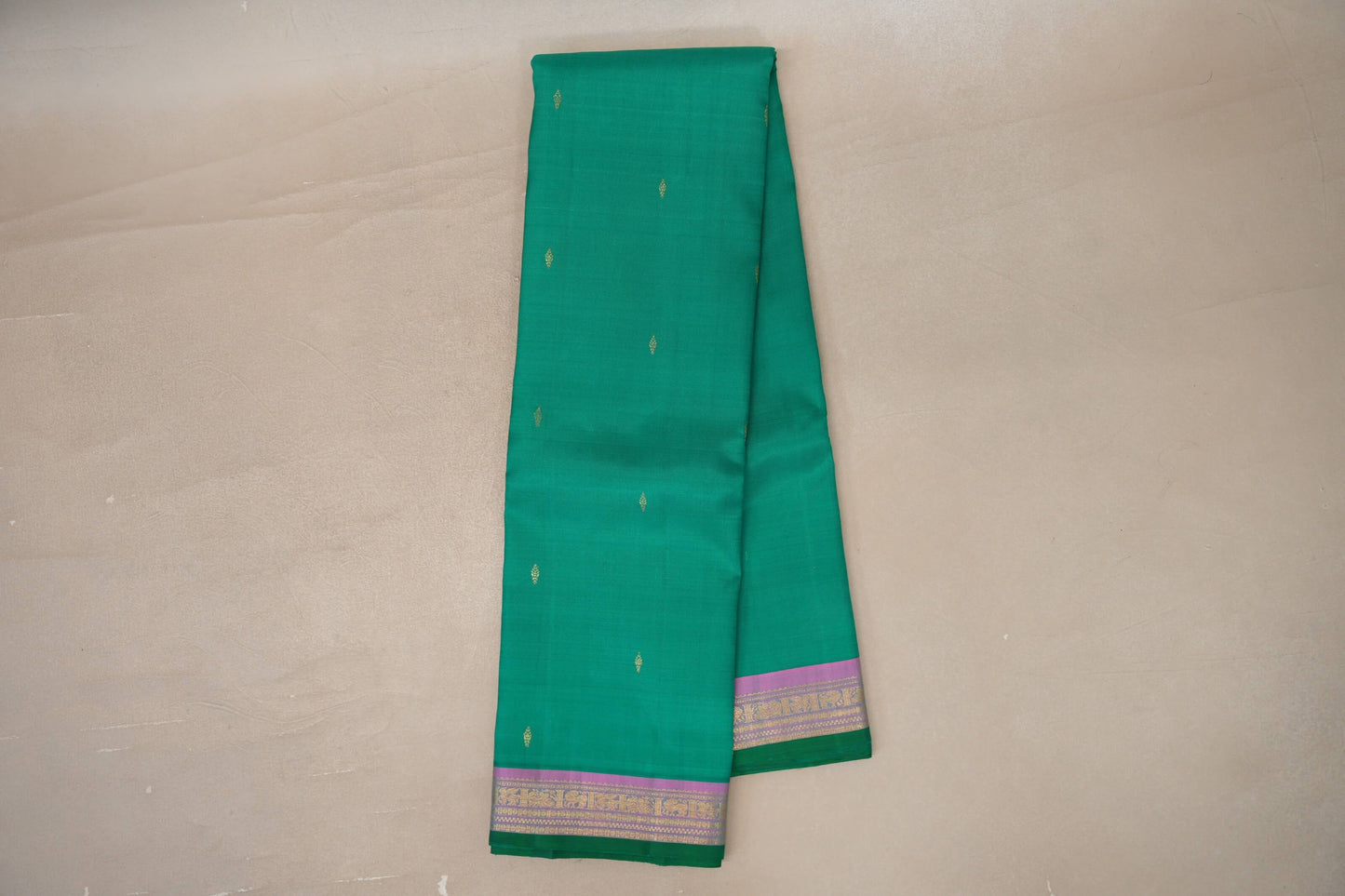 Emerald Green with lavender pink Vintage Kanjivaram Silk Saree by Shreenivas Silks