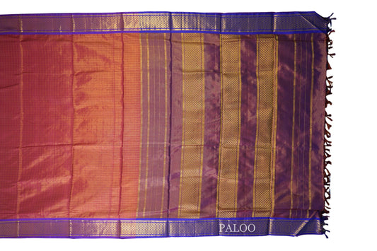 Maroon Tissue Jari Ten yards silk saree paloo