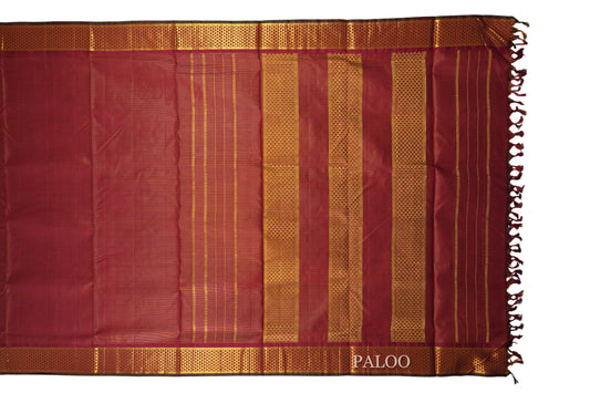 Maroon Ten yards silk saree paloo