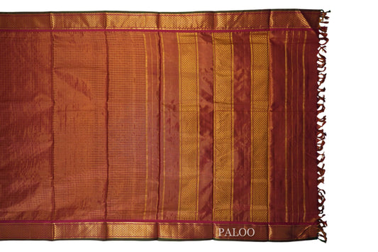 Maroon ten yards silk saree paloo