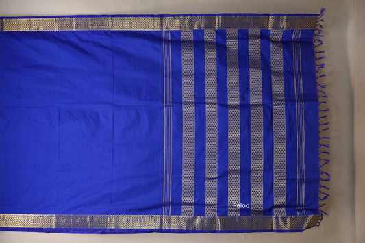 Royal Blue Ten yards silk saree paloo