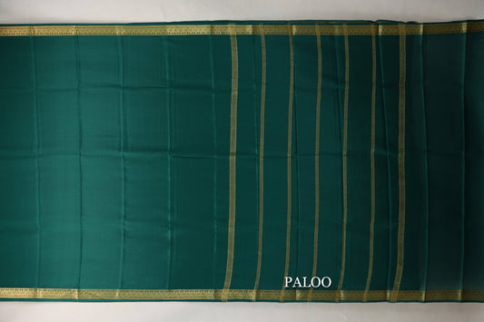 Deep Bottle Green Mysore Silk Saree paloo
