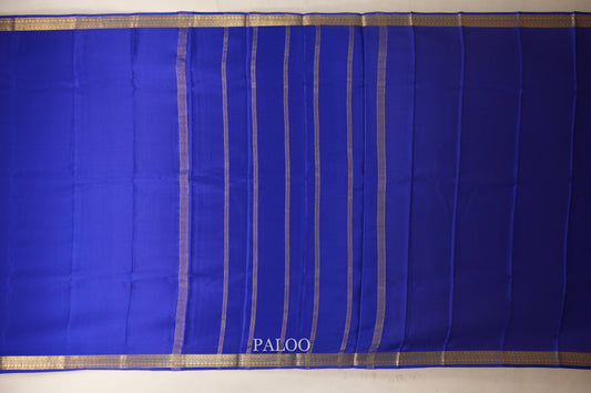 Deep Royal Blue Mysore Silk Saree paloo