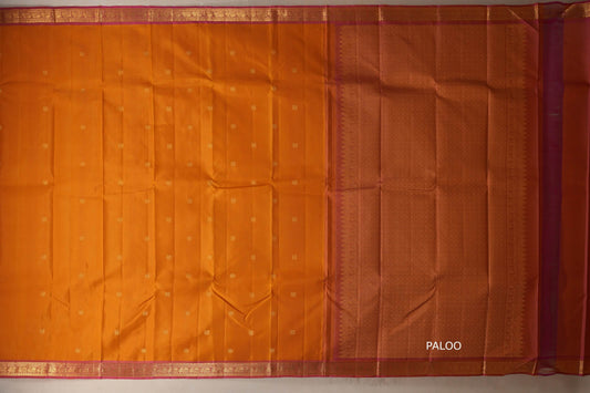 Mustard yellow Vintage Kanjivaram Silk Saree paloo