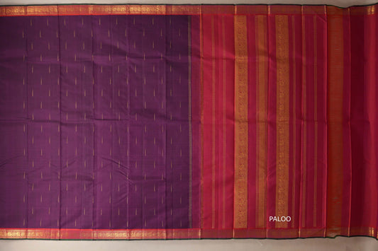 Deep purple Vintage Kanjivaram Silk Saree paloo