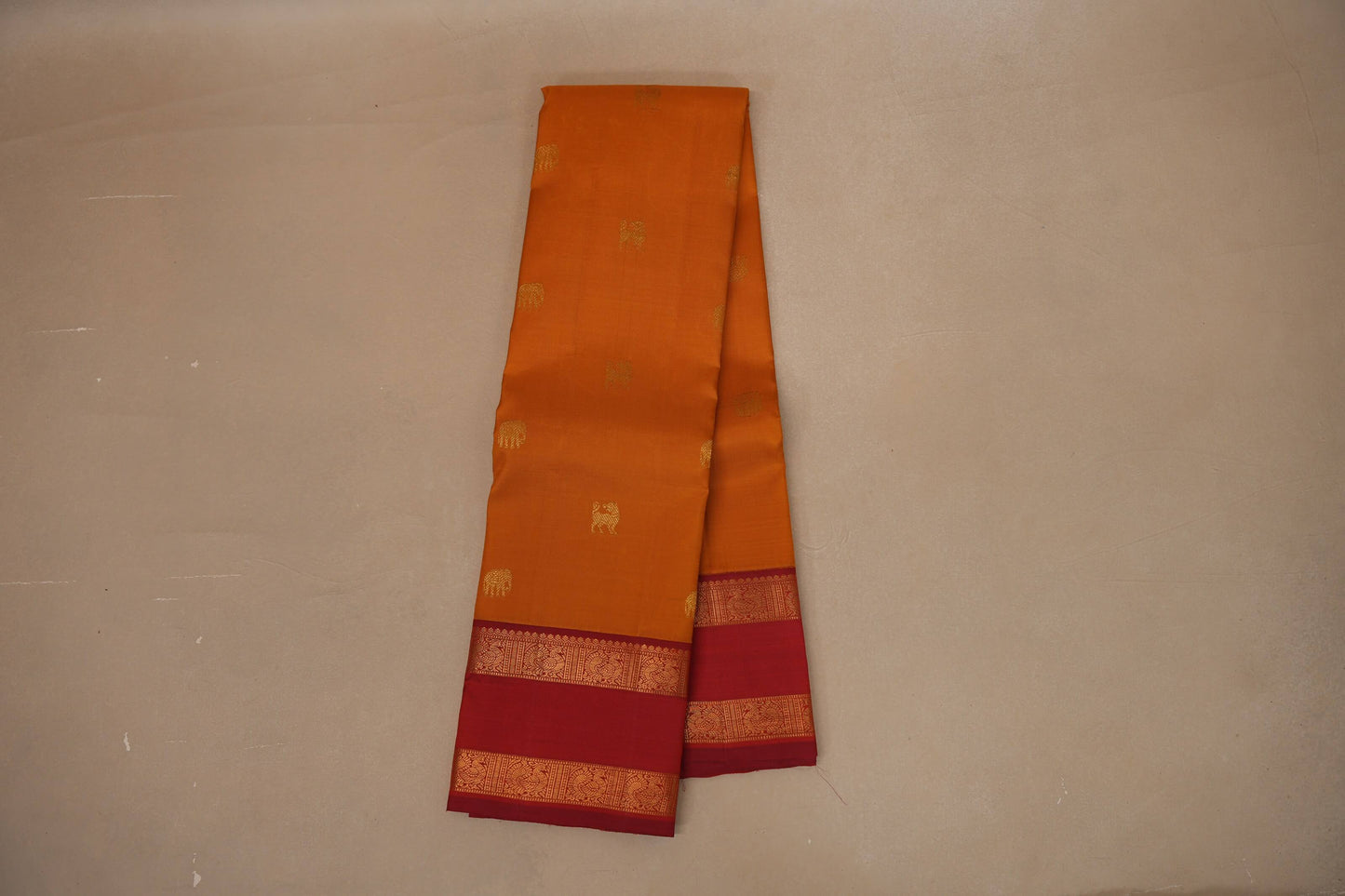 Mustard yellow Vintage Kanjivaram Silk Saree by Shreenivas Silks PSSR018694