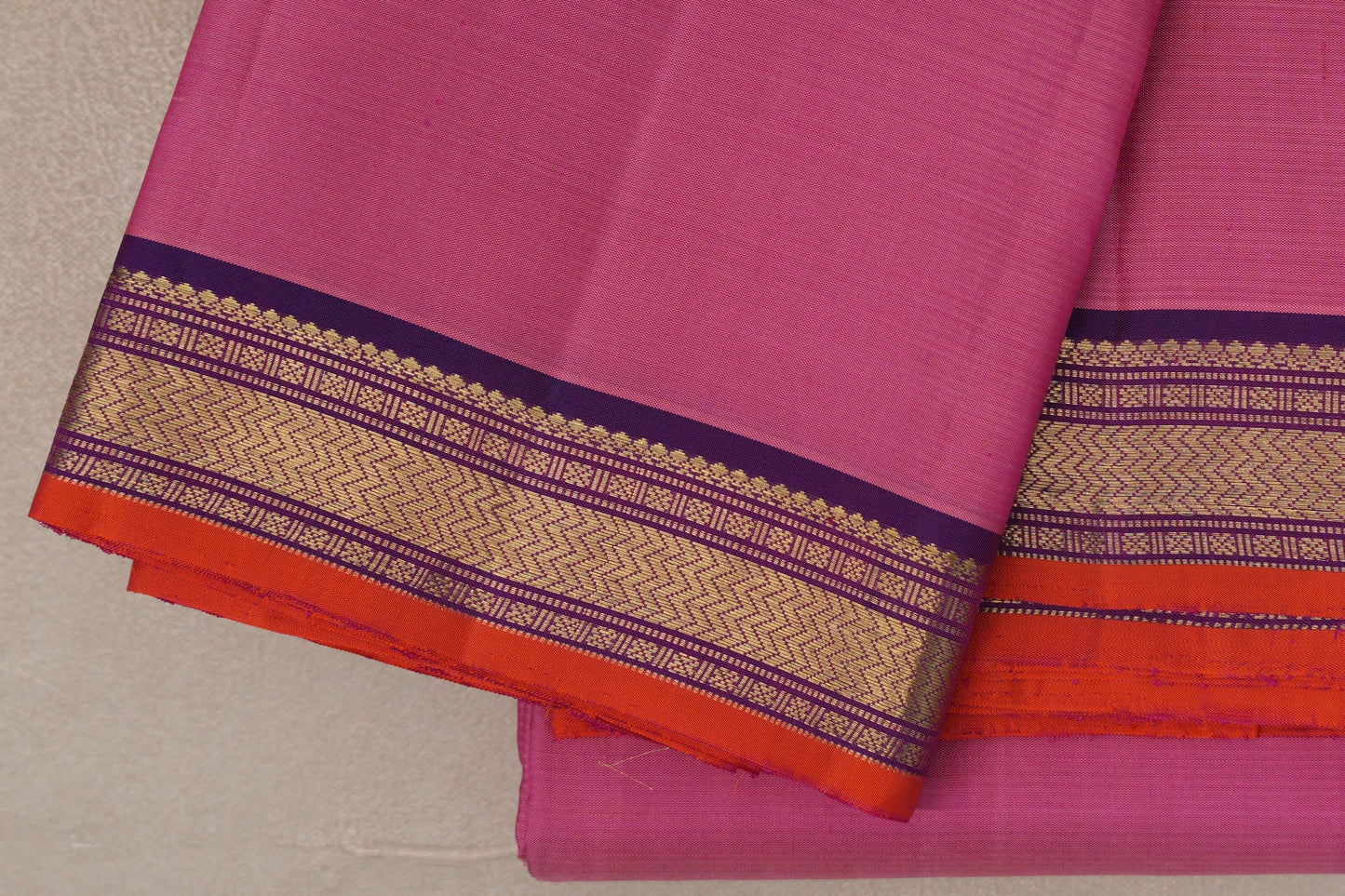 Rose Pink Vintage Kanjivaram Silk Saree border