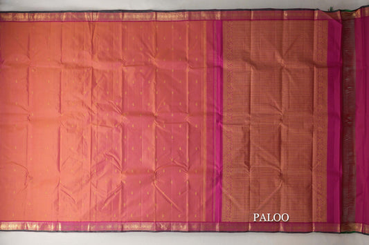 Dual Tone of Mustard & Pink Vintage Kanjivaram Silk Saree paloo