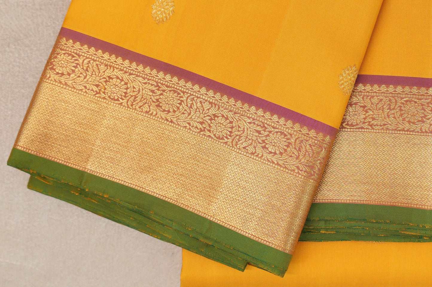 Yellow Vintage Kanjivaram Silk Saree border