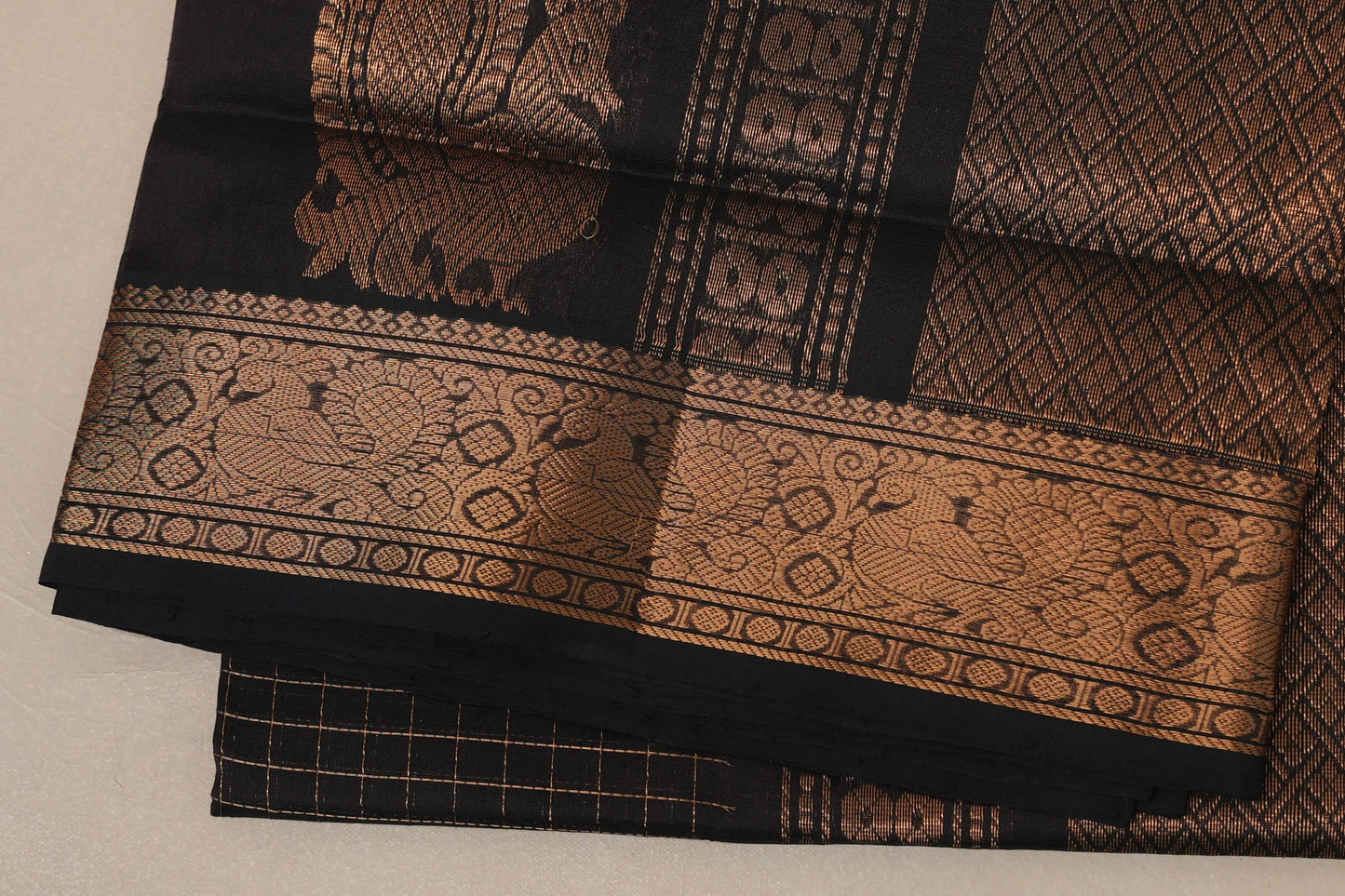 Deep Plum Brown Silk Cotton Saree border zoom