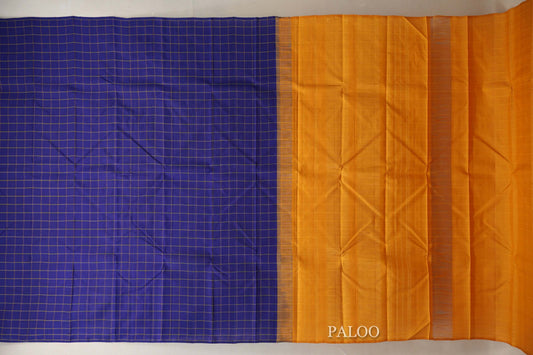 Royal Blue Borderless Vintage Kanjivaram Silk Saree paloo