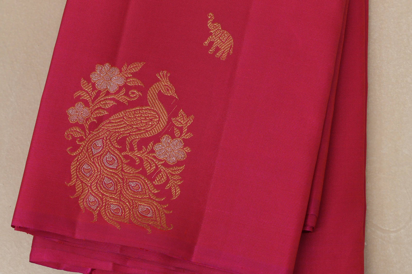 Reddish Pink Vintage Kanjivaram Silk Saree body motifs