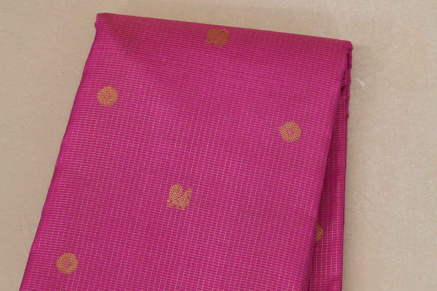 Bright Pink Vintage Kanjivaram Silk Saree body zoom
